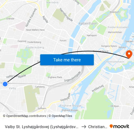 Valby St. Lyshøjgårdsvej (Lyshøjgårdsvej) to Christiania map