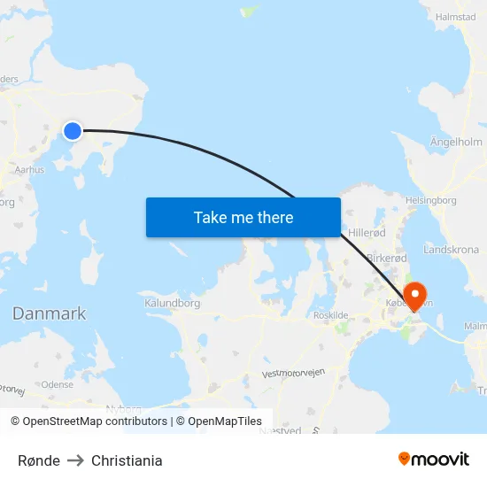 Rønde to Christiania map