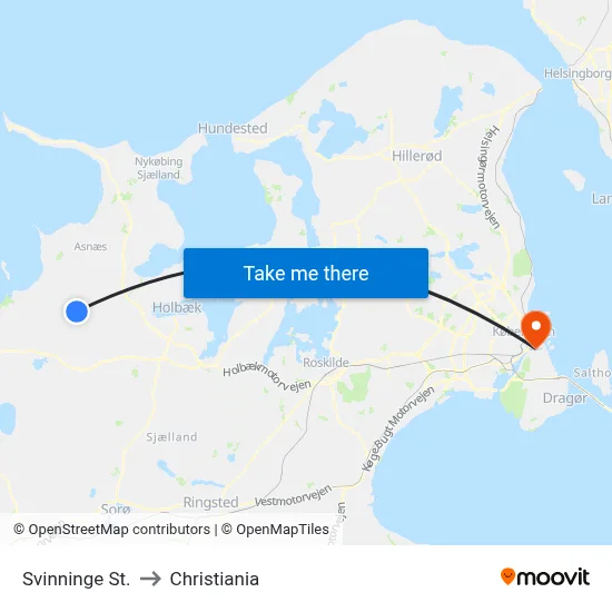 Svinninge St. to Christiania map