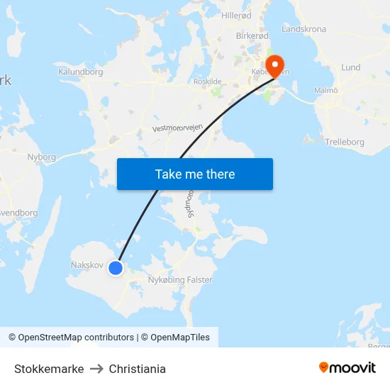 Stokkemarke to Christiania map