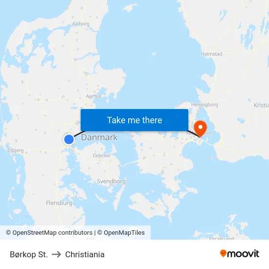 Børkop St. to Christiania map