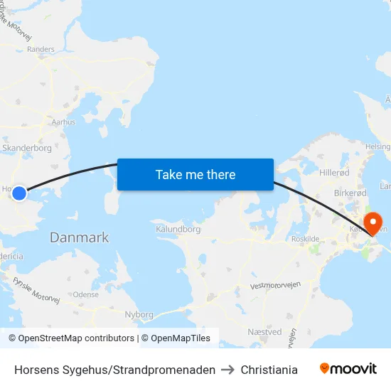 Horsens Sygehus/Strandpromenaden to Christiania map