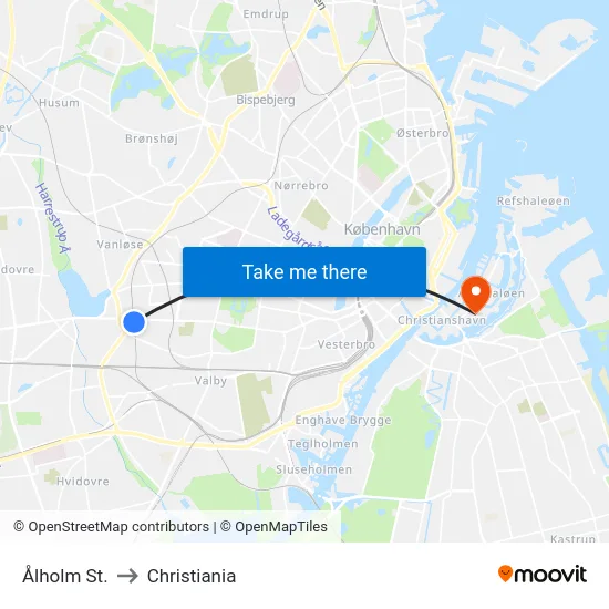Ålholm St. to Christiania map
