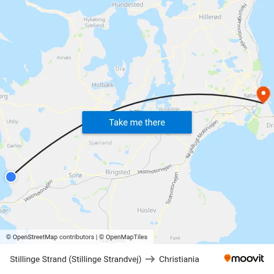 Stillinge Strand (Stillinge Strandvej) to Christiania map