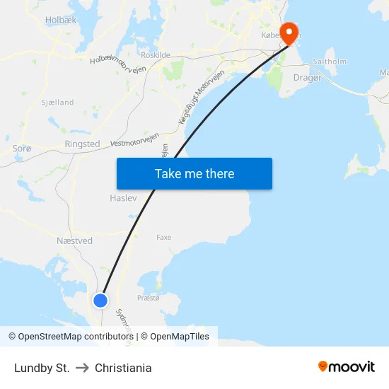 Lundby St. to Christiania map