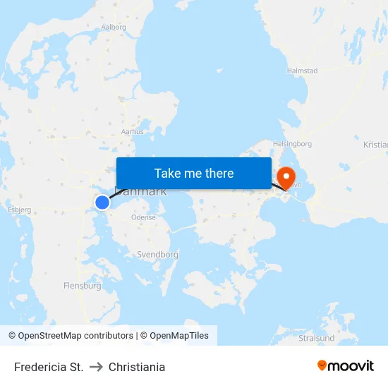 Fredericia St. to Christiania map
