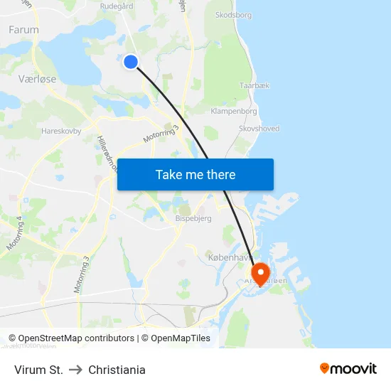 Virum St. to Christiania map