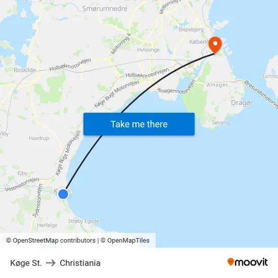Køge St. to Christiania map