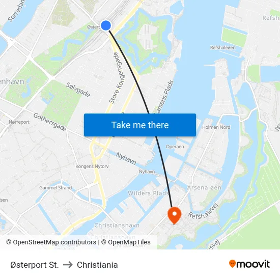Østerport St. to Christiania map