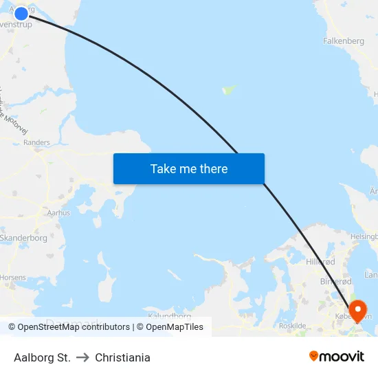 Aalborg St. to Christiania map