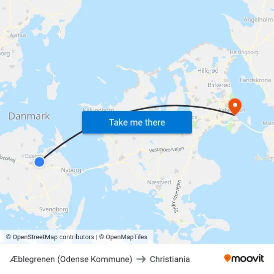 Æblegrenen (Odense Kommune) to Christiania map