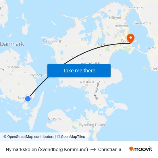 Nymarkskolen (Svendborg Kommune) to Christiania map