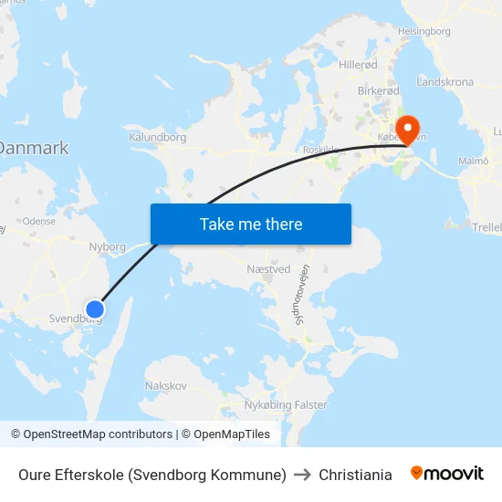 Oure Efterskole (Svendborg Kommune) to Christiania map