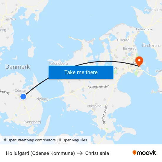 Hollufgård (Odense Kommune) to Christiania map