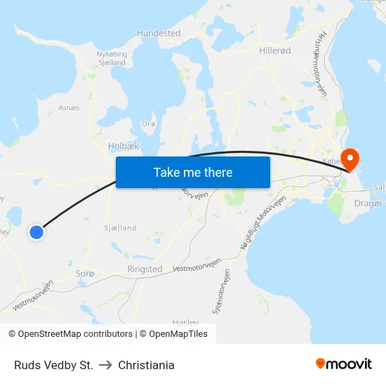 Ruds Vedby St. to Christiania map