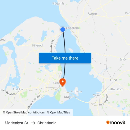 Marienlyst St. to Christiania map