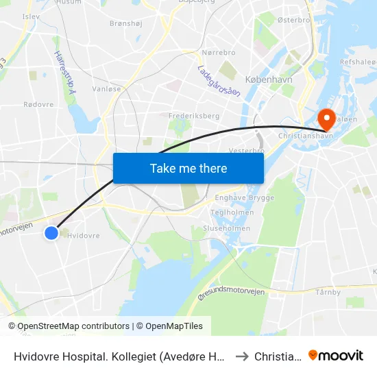 Hvidovre Hospital. Kollegiet (Avedøre Havnevej) to Christiania map