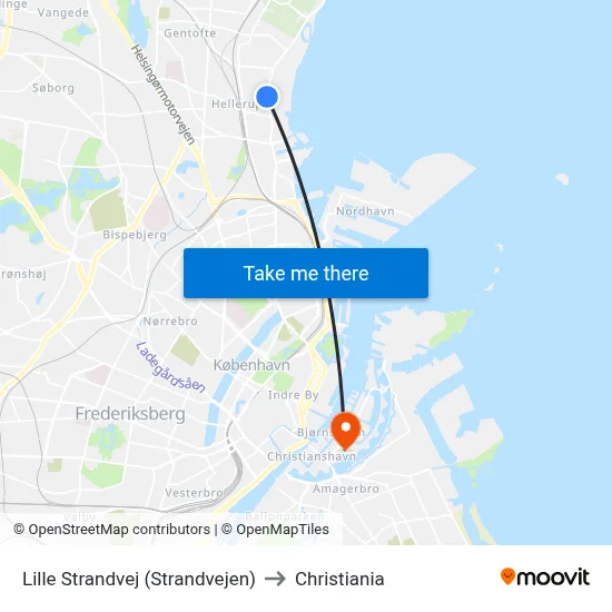 Lille Strandvej (Strandvejen) to Christiania map
