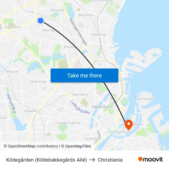Kildegården (Kildebakkegårds Allé) to Christiania map