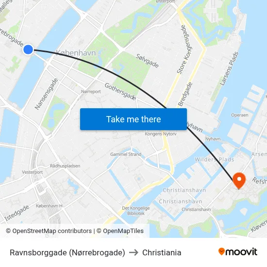 Ravnsborggade (Nørrebrogade) to Christiania map