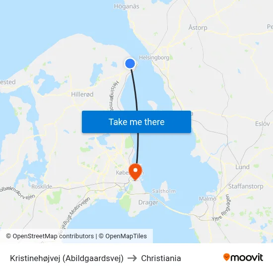 Kristinehøjvej (Abildgaardsvej) to Christiania map