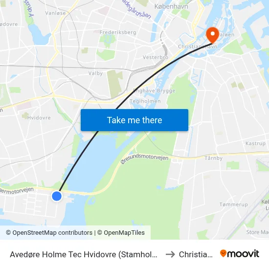 Avedøre Holme Tec Hvidovre (Stamholmen) to Christiania map