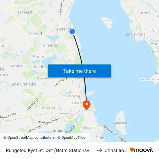 Rungsted Kyst St. Øst (Østre Stationsvej) to Christiania map