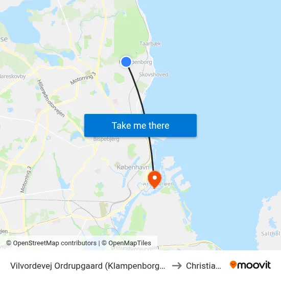 Vilvordevej Ordrupgaard (Klampenborgvej) to Christiania map