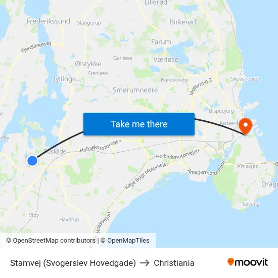Stamvej (Svogerslev Hovedgade) to Christiania map