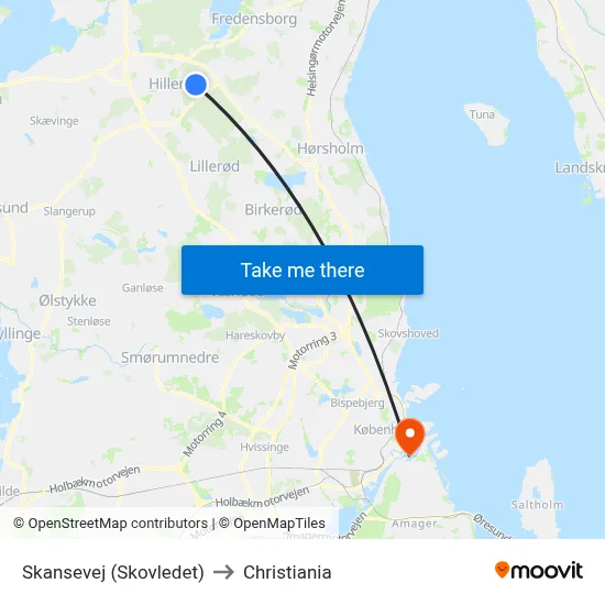 Skansevej (Skovledet) to Christiania map