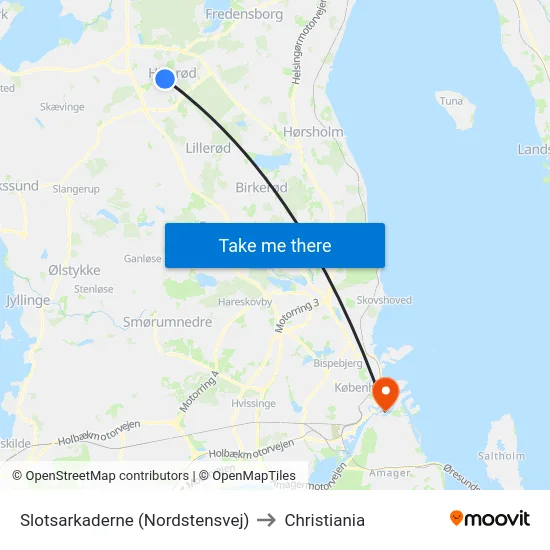 Slotsarkaderne (Nordstensvej) to Christiania map