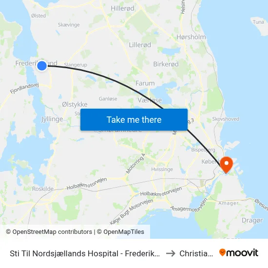 Sti Til Nordsjællands Hospital - Frederikssund to Christiania map