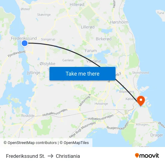 Frederikssund St. to Christiania map
