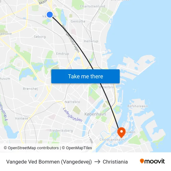 Vangede Ved Bommen (Vangedevej) to Christiania map