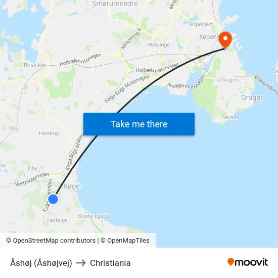 Åshøj (Åshøjvej) to Christiania map