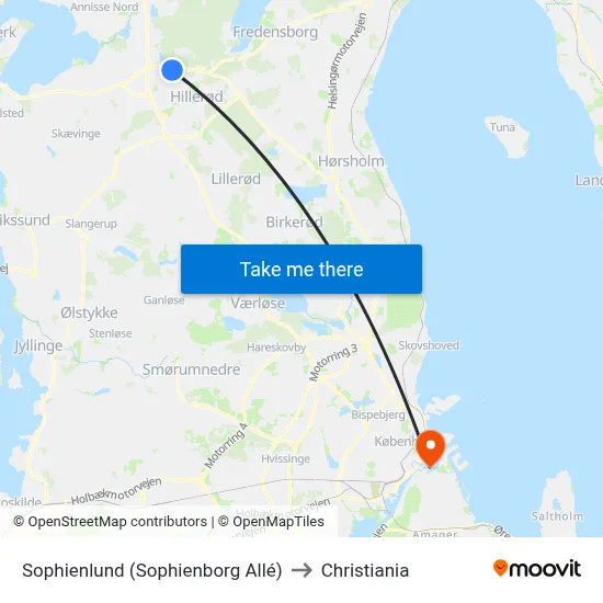 Sophienlund (Sophienborg Allé) to Christiania map