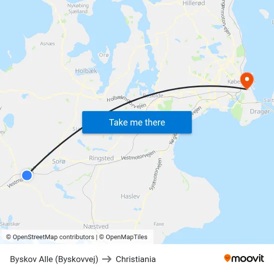 Byskov Alle (Byskovvej) to Christiania map