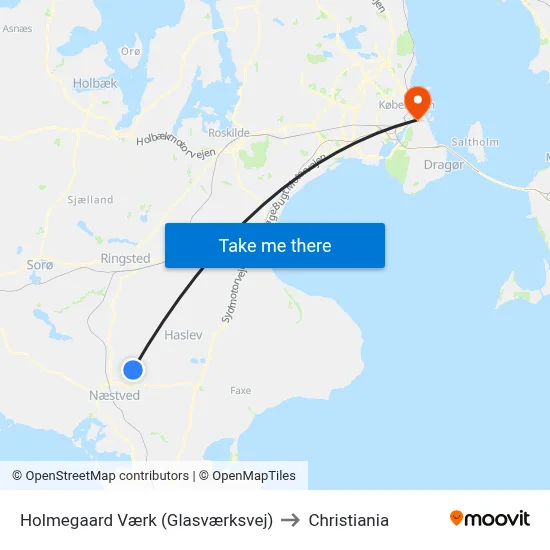 Holmegaard Værk (Glasværksvej) to Christiania map