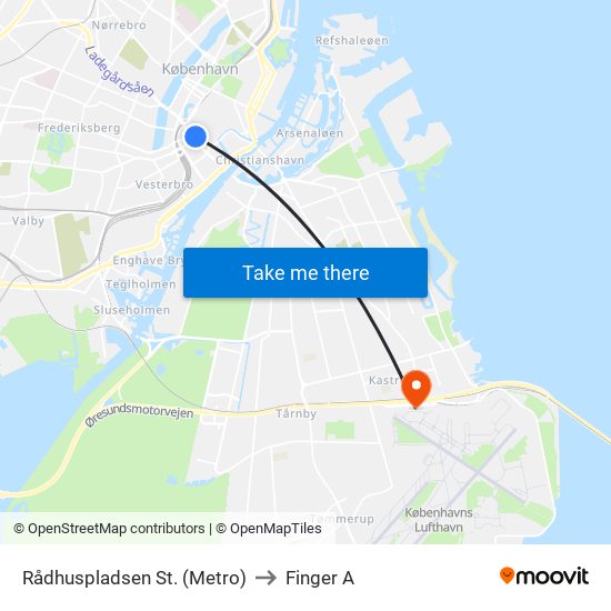 Rådhuspladsen St. (Metro) to Finger A map