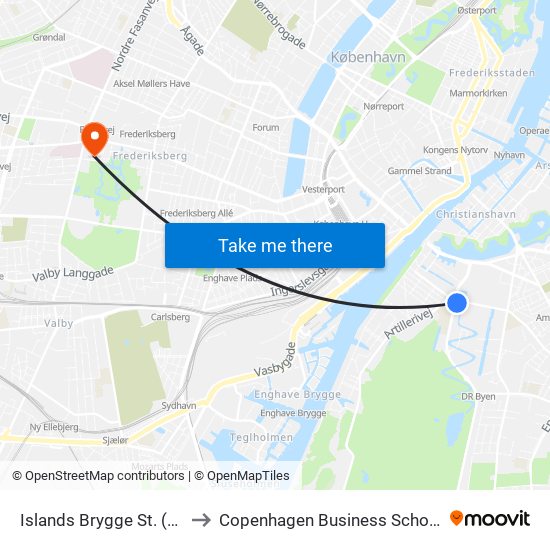 Islands Brygge St. (Metro) to Copenhagen Business School (Cbs) map