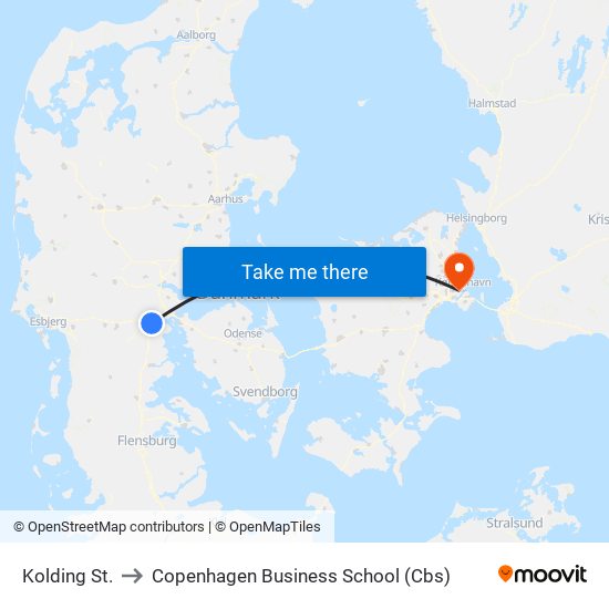 Kolding St. to Copenhagen Business School (Cbs) map