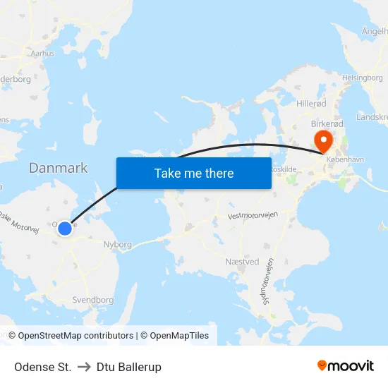 Odense St. to Dtu Ballerup map