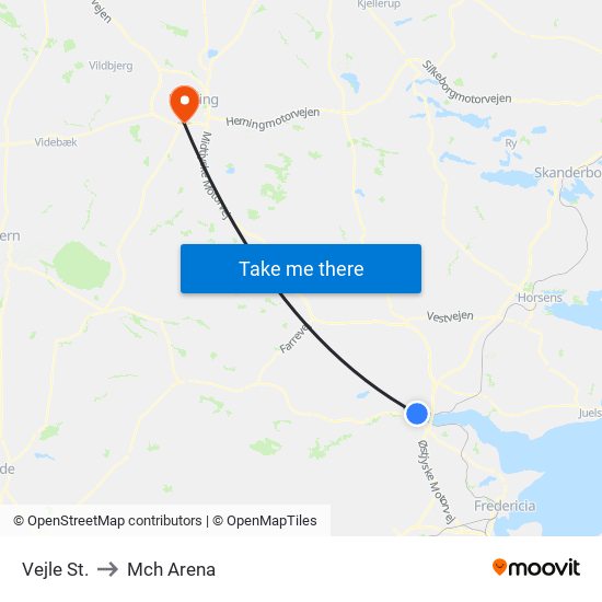 Vejle St. to Mch Arena map