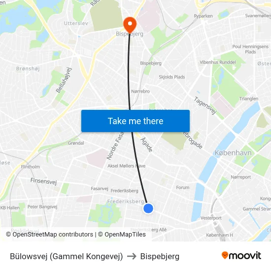 Bülowsvej (Gammel Kongevej) to Bispebjerg map