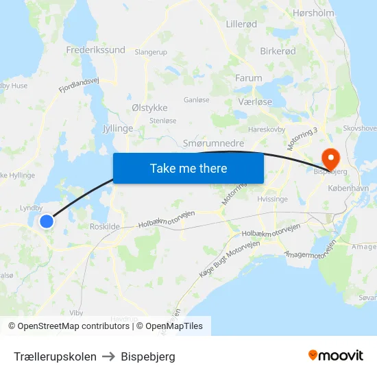 Trællerupskolen to Bispebjerg map