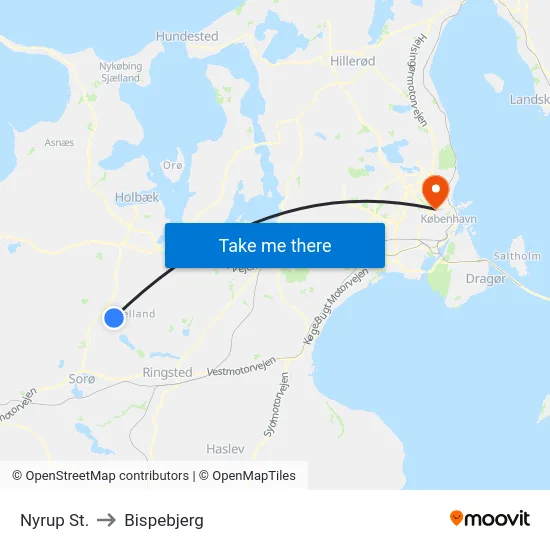 Nyrup St. to Bispebjerg map
