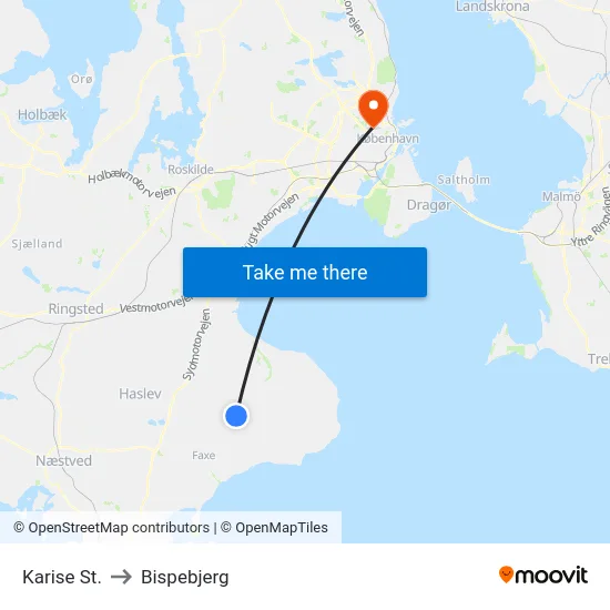 Karise St. to Bispebjerg map