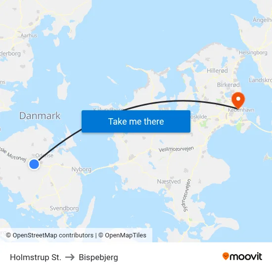 Holmstrup St. to Bispebjerg map