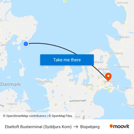 Ebeltoft Busterminal (Syddjurs Kom) to Bispebjerg map