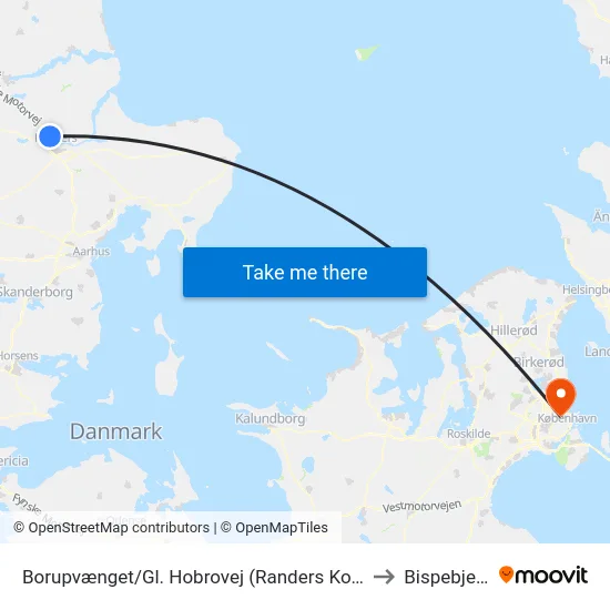 Borupvænget/Gl. Hobrovej (Randers Kom) to Bispebjerg map